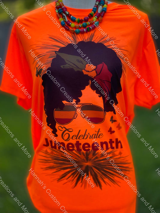 Orange polyester Juneteenth shirt